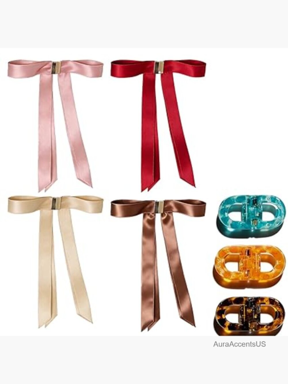 7-Piece Magnetic Hair Clips Set - Strong Hold No-Slip Bow & Figure-8